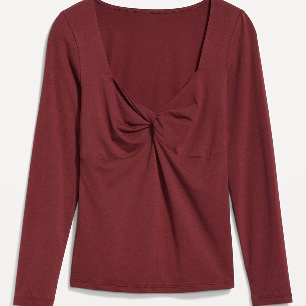 Women’s Old Navy Red Red Wine Fitted Twist-Front Long Sleeve Top Size XXL